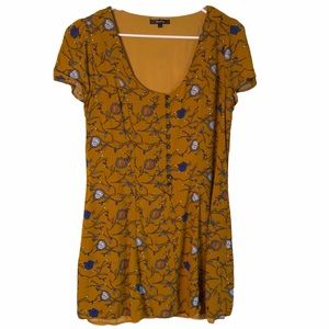 Roly Poly Floral Golden Mustard Dress Large